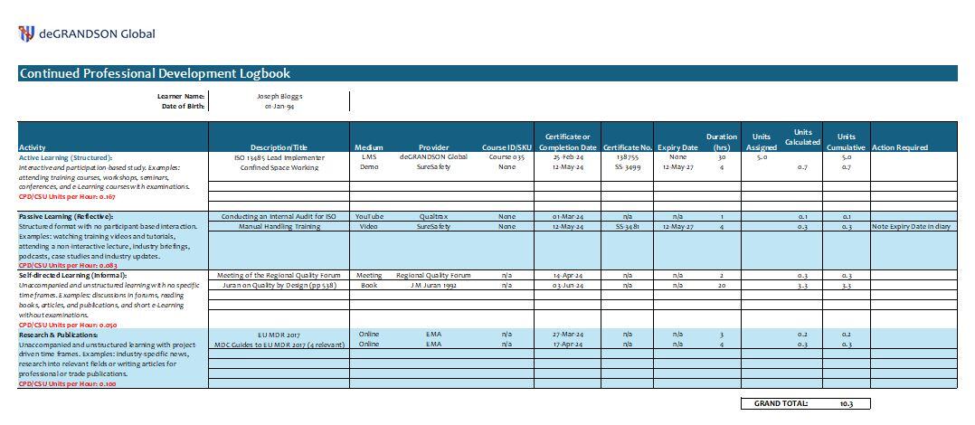 Continued Professional Development Logbook