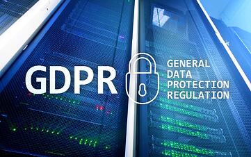 Photo of a data center with the words GDPR and General Data Protection Regulation superimposed unto it