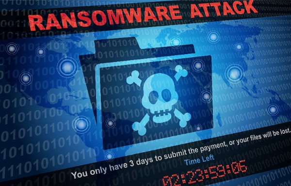 Ransomware demand flashing on a screen