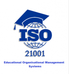 ISO 21001 logo showing certification to the Educational Organizational Management System standard