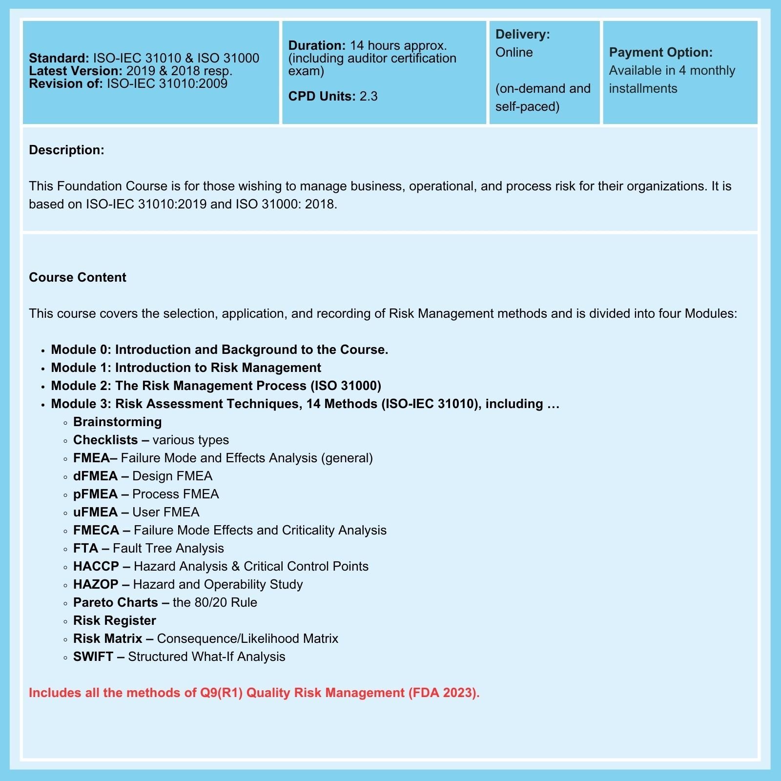 ISO 31010 Risk Management Foundation Summary